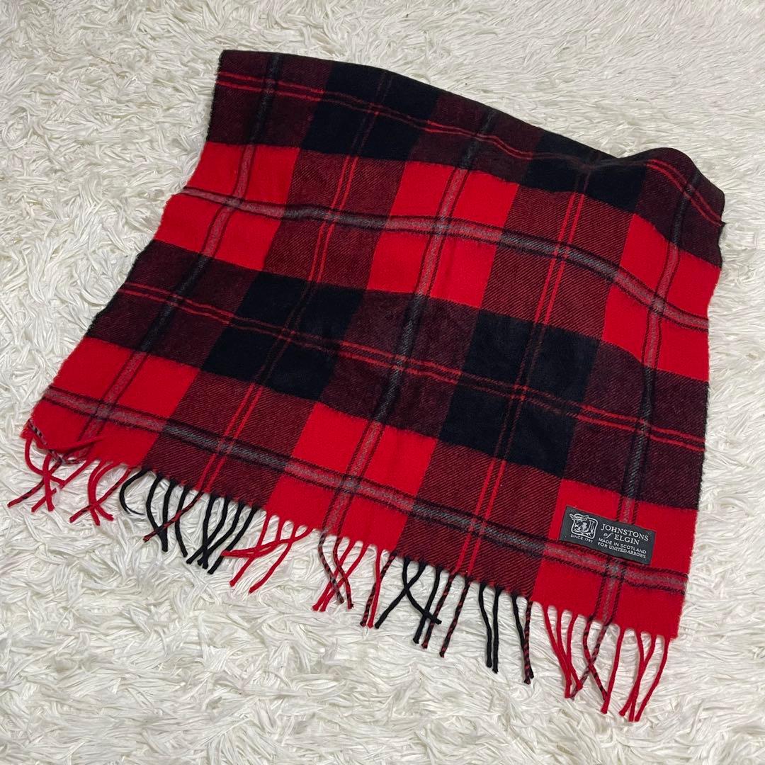 Johnstons カシミヤストール UA別注 タータンチェック 赤