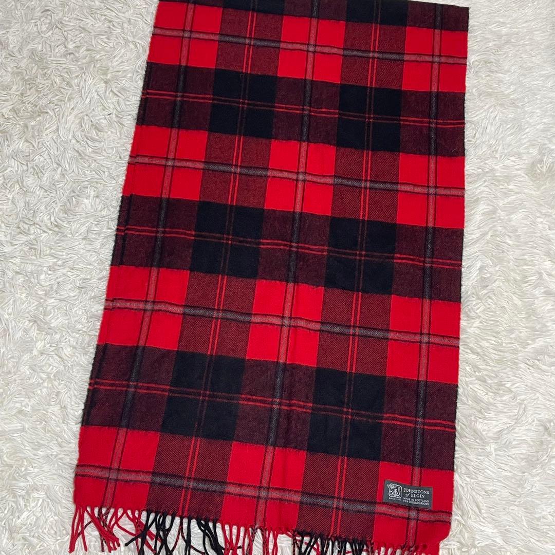Johnstons カシミヤストール UA別注 タータンチェック 赤