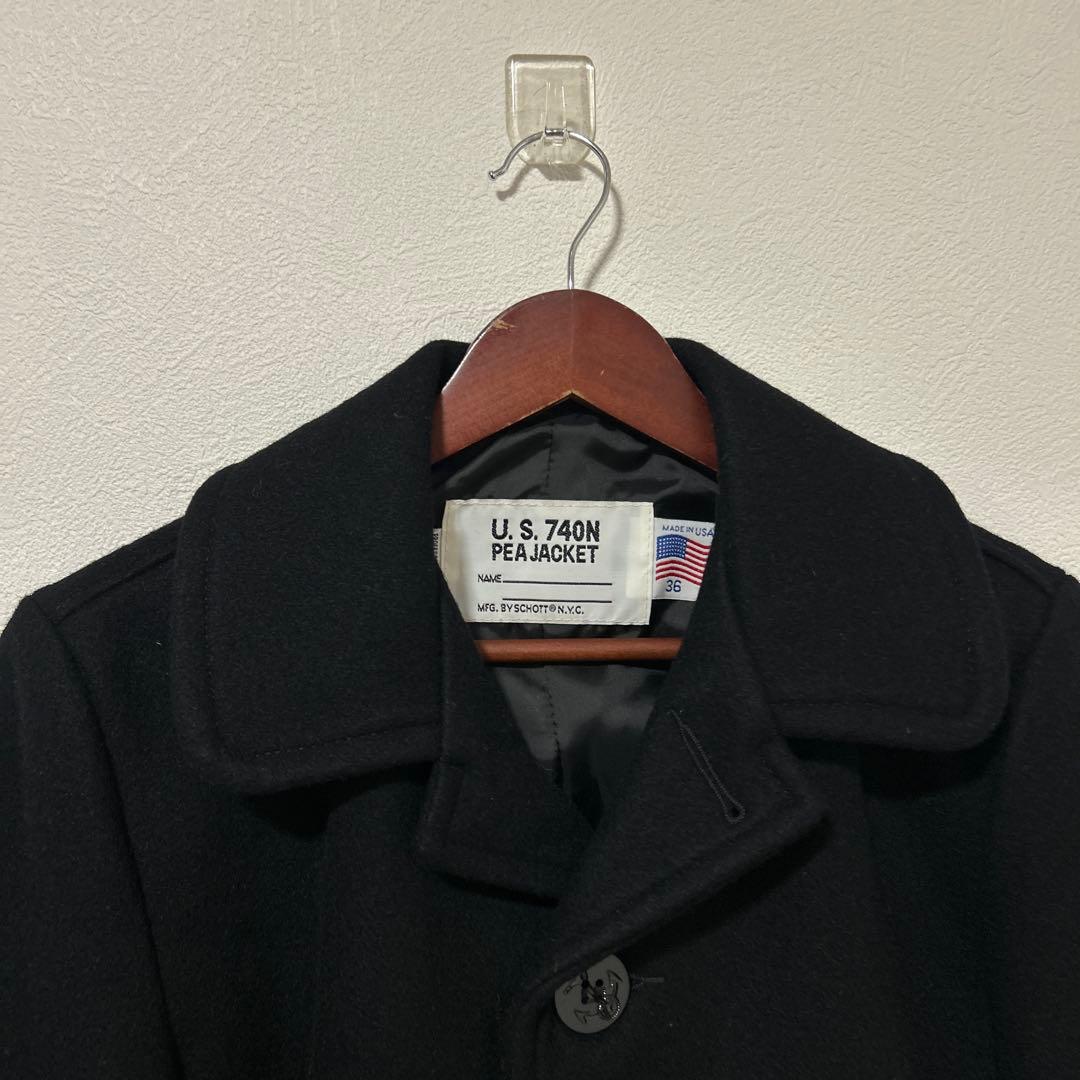 【未使用タグ付き】Schott ショット メンズ シングル ピーコート ネイビー