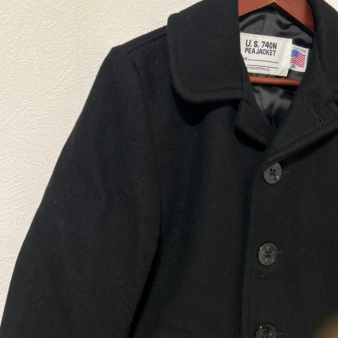 【未使用タグ付き】Schott ショット メンズ シングル ピーコート ネイビー