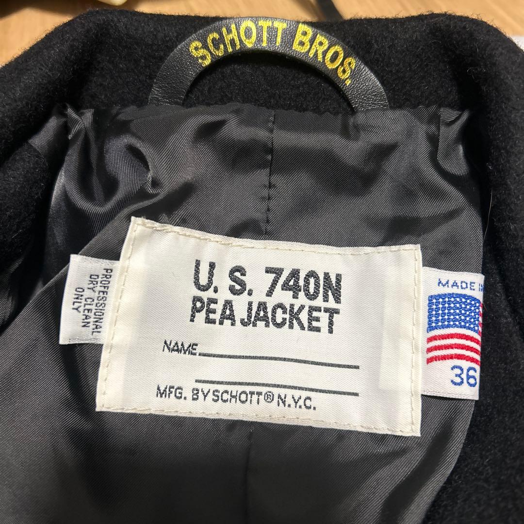 【未使用タグ付き】Schott ショット メンズ シングル ピーコート ネイビー