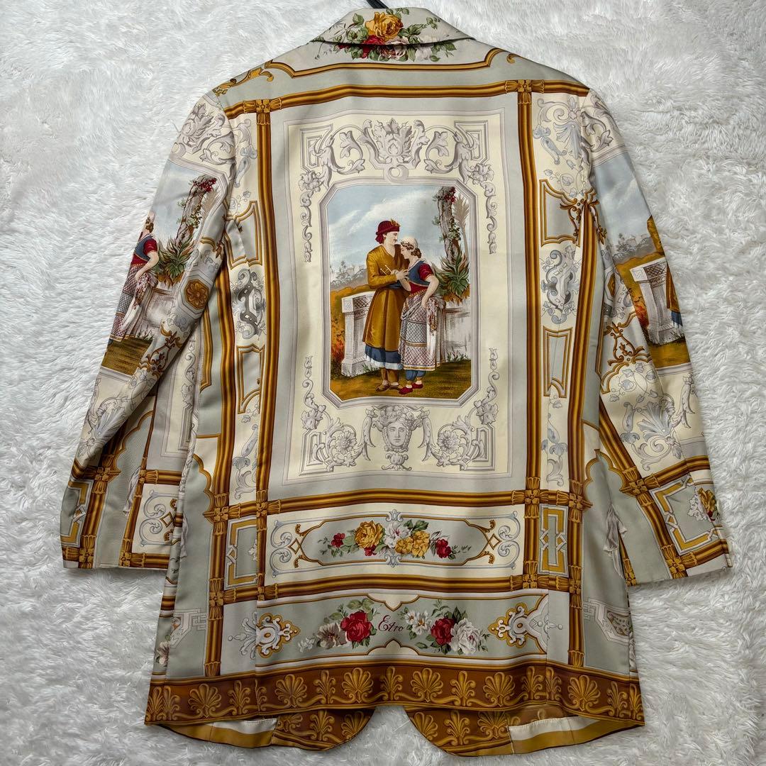 エトロ　ヴィンテージ　シルク　ジャケット　総柄　クリーニング済み　イタリア製