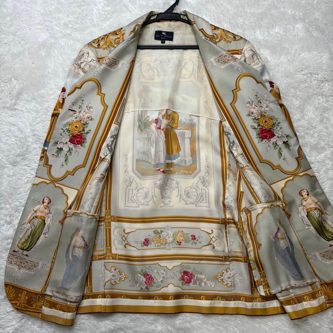 エトロ　ヴィンテージ　シルク　ジャケット　総柄　クリーニング済み　イタリア製