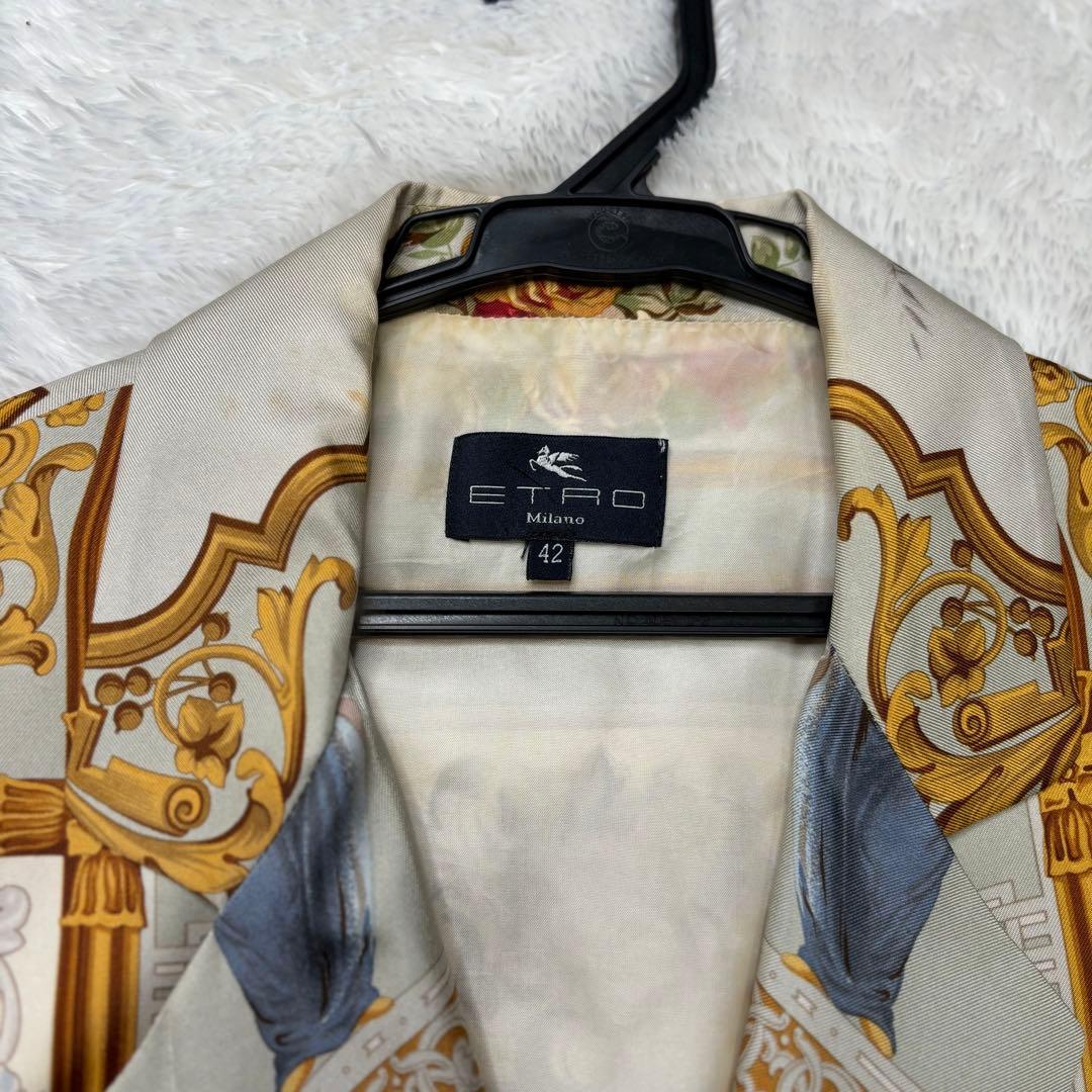 エトロ　ヴィンテージ　シルク　ジャケット　総柄　クリーニング済み　イタリア製