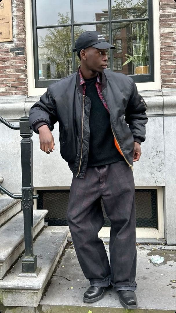 80s〜90s頃 USA製 Alpha MA-1民間ALPHA刻印ジッパー短丈