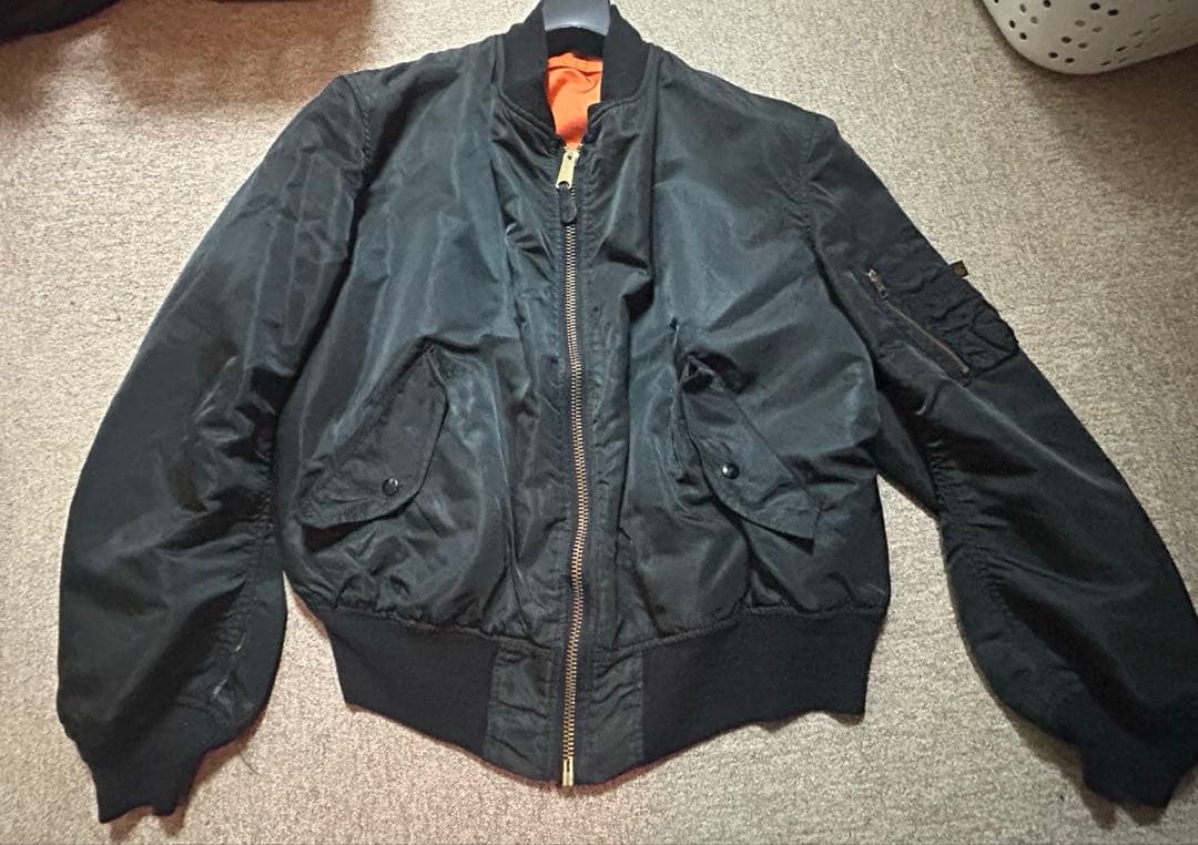 80s〜90s頃 USA製 Alpha MA-1民間ALPHA刻印ジッパー短丈