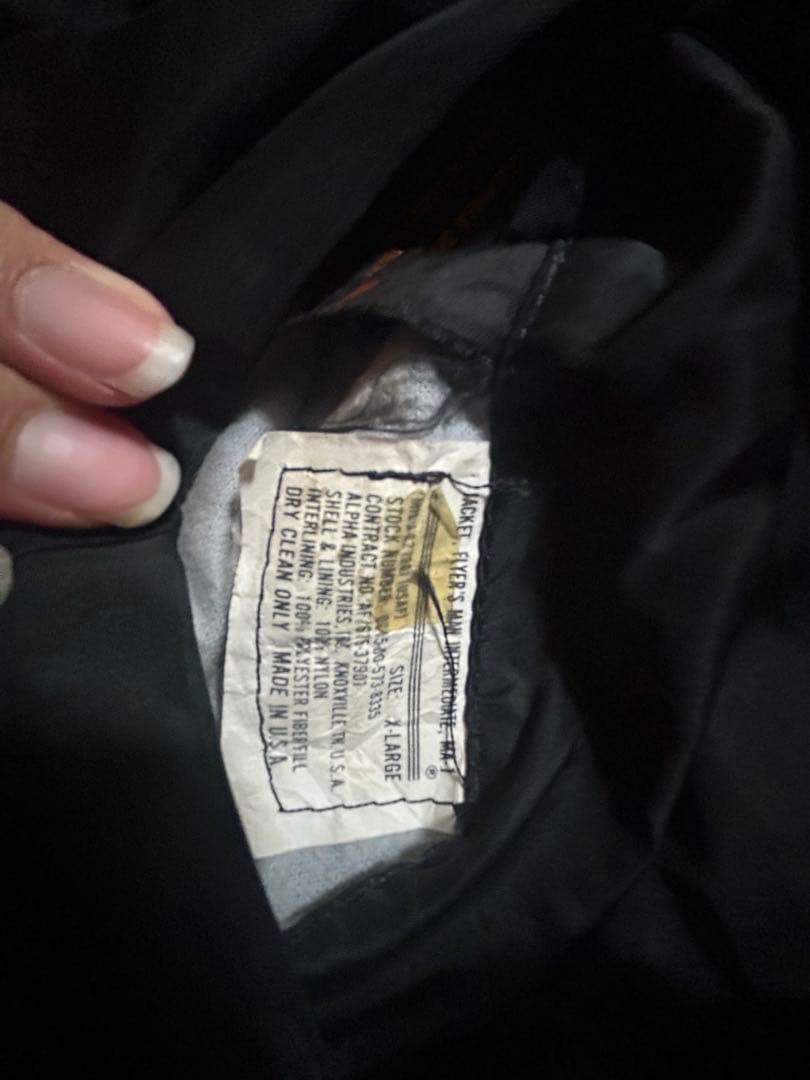 80s〜90s頃 USA製 Alpha MA-1民間ALPHA刻印ジッパー短丈