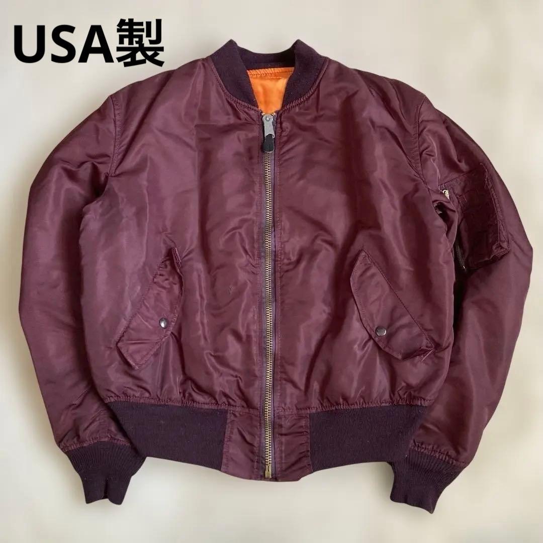 《希少カラー》80s USA製 ALPHA MA-1 L ヴィンテージ ボルドー