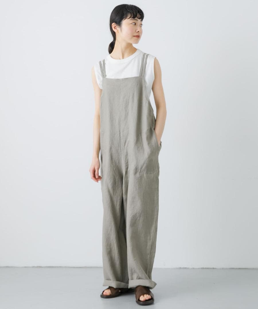 2025 春夏新作 かぐれ kagure 新品 リネンサロペット＊ベージュ