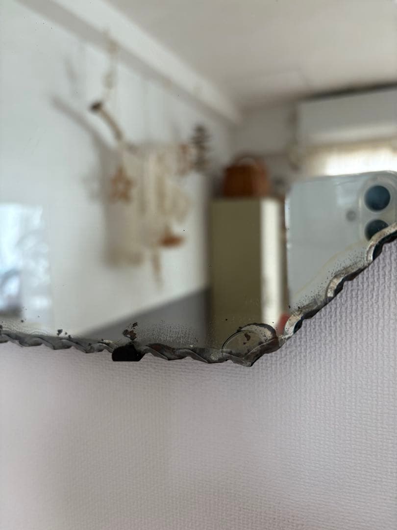 イギリスアンティーク　カッティングミラー　壁掛け