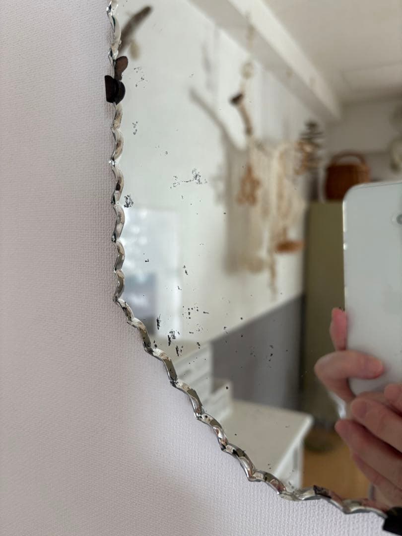 イギリスアンティーク　カッティングミラー　壁掛け