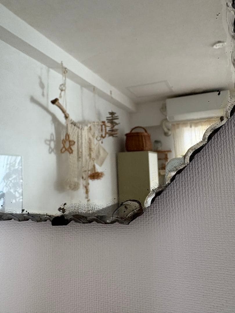 イギリスアンティーク　カッティングミラー　壁掛け