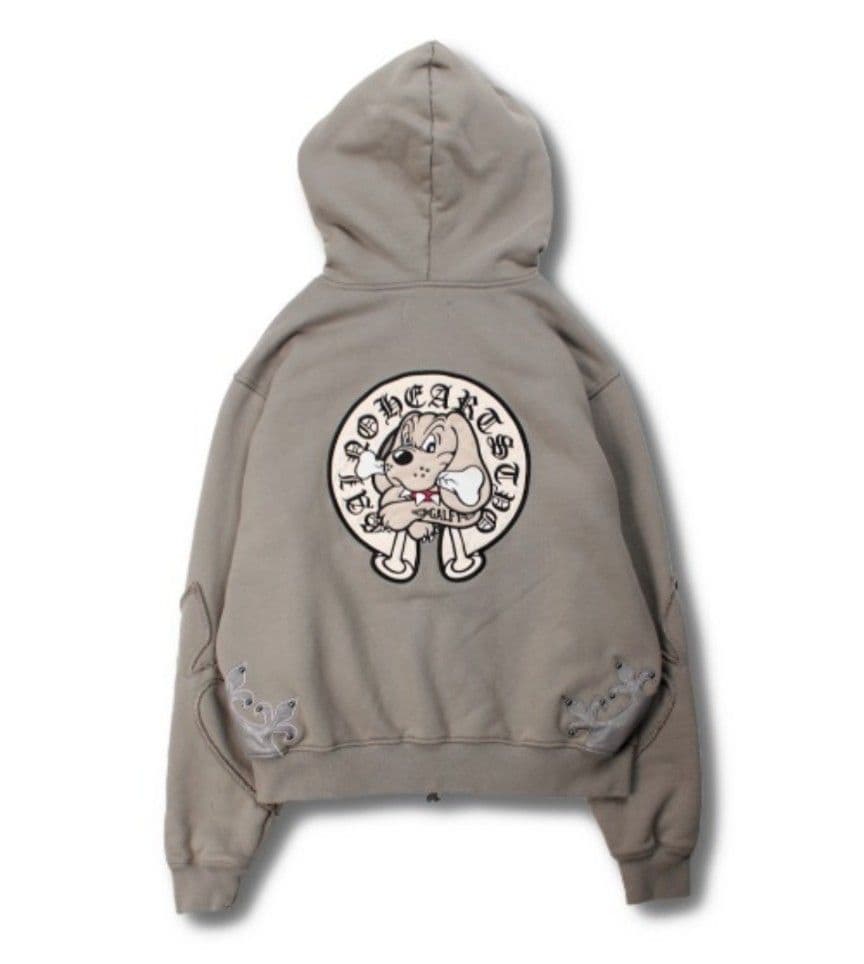 美品【GALFY】百合の紋紋パーカー /【ガルフィー】ロゴダブルジップパーカー