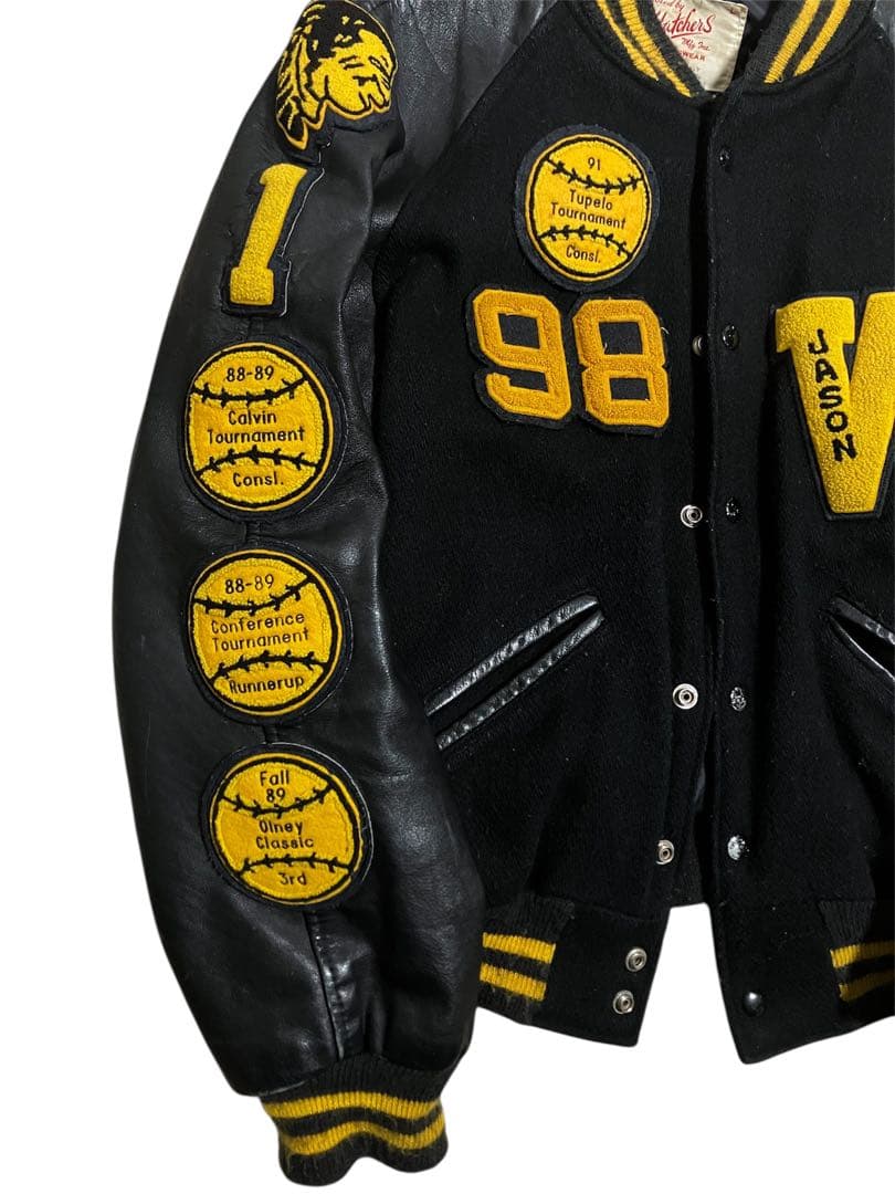 70s Hatchers ウール×レザー　スタジャン インディアン　パッチ