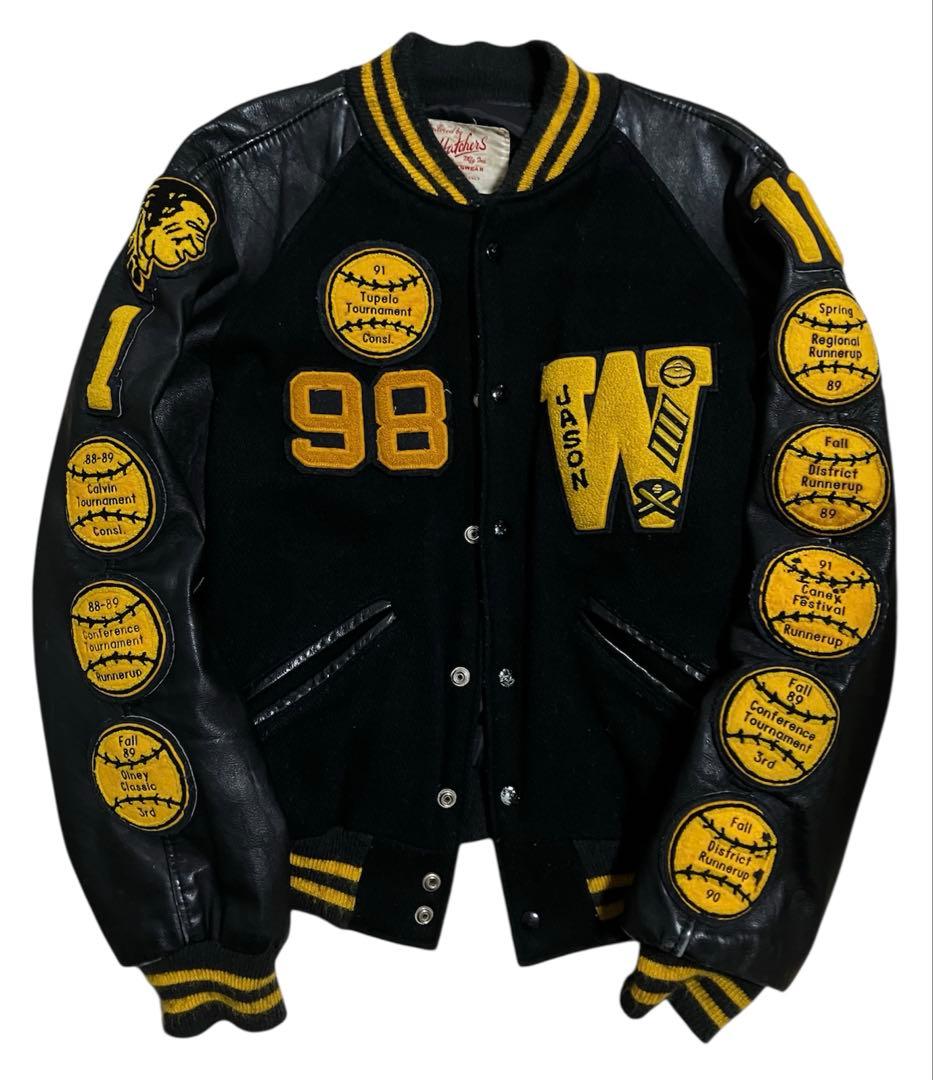 70s Hatchers ウール×レザー　スタジャン インディアン　パッチ