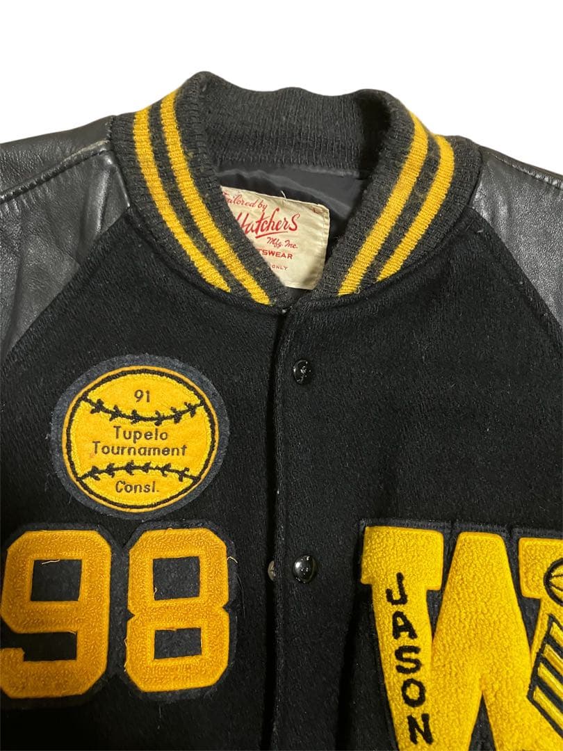 70s Hatchers ウール×レザー　スタジャン インディアン　パッチ