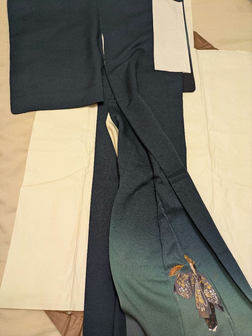 【逸品】高級　作家物　訪問着 グラデーション 青緑 伝統柄 正絹　45万