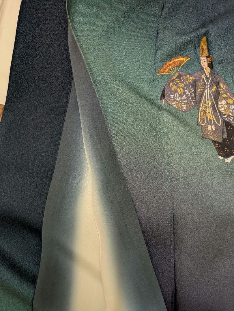 【逸品】高級　作家物　訪問着 グラデーション 青緑 伝統柄 正絹　45万