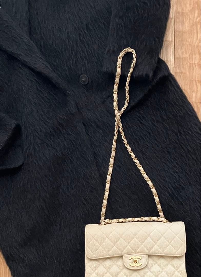 ⭐︎値下げ⭐︎バイマレーネビルガー　ロングコート　モヘヤ、アルパカ混ウール　黒