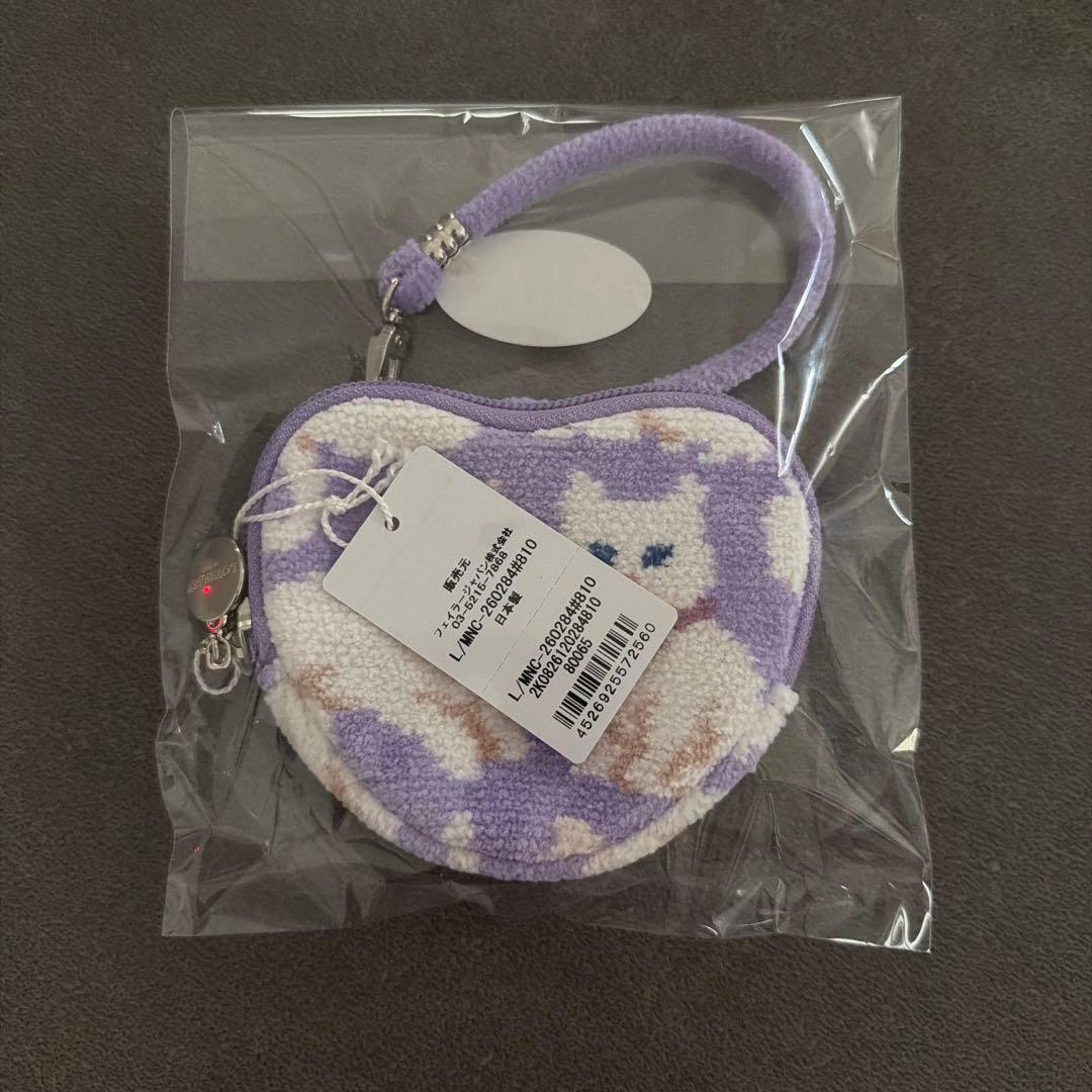 フェイラー　FEILER モフモフネコチャン　ハート型ポーチ