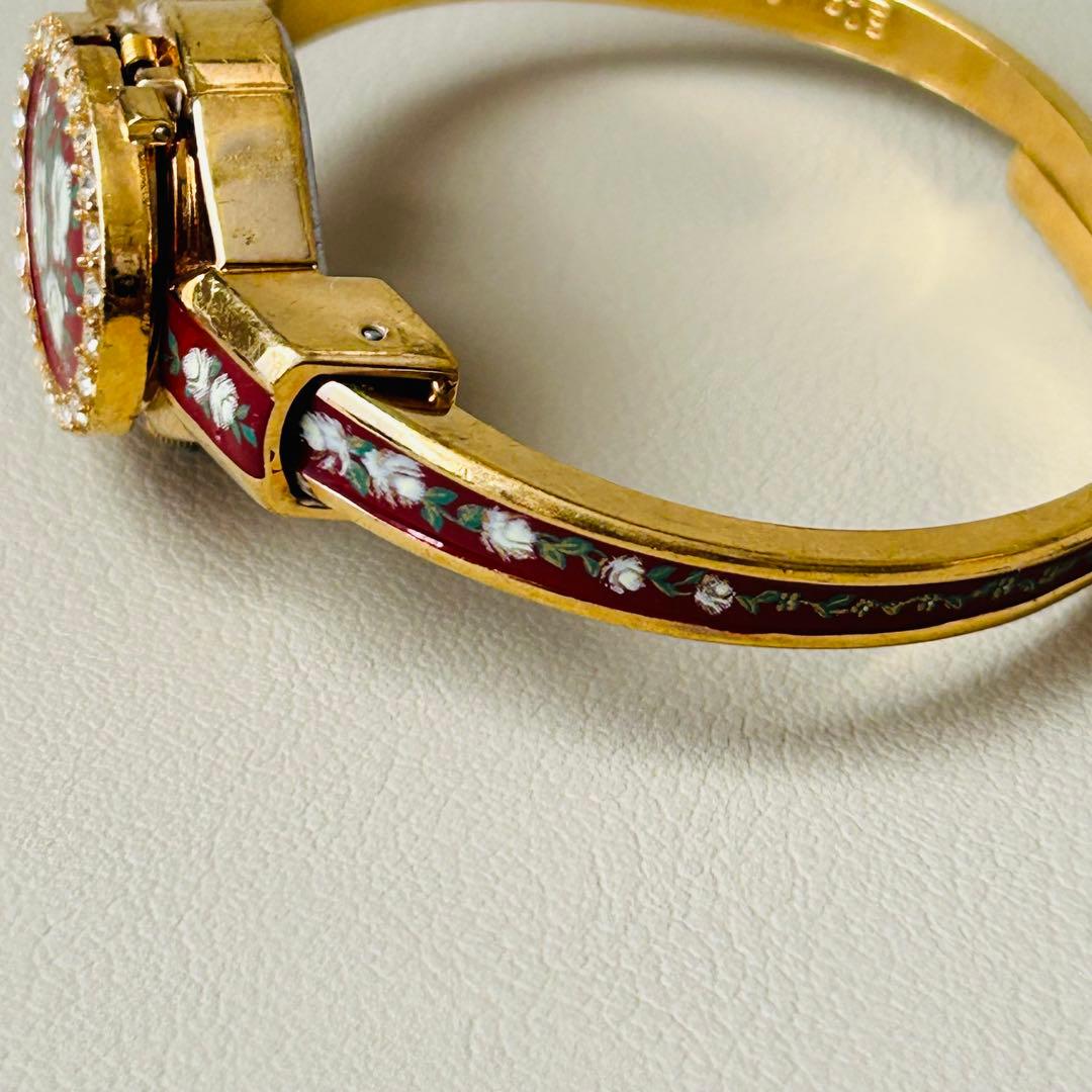 稼動品 アンドレムッシュ エナメル 花柄 バングル 腕時計 希少 フラワー