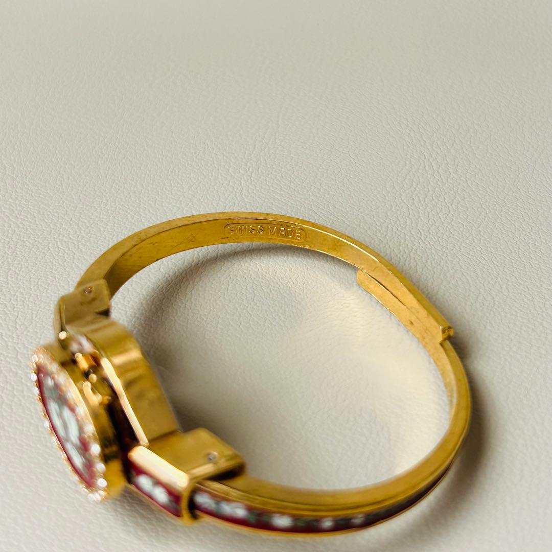 稼動品 アンドレムッシュ エナメル 花柄 バングル 腕時計 希少 フラワー