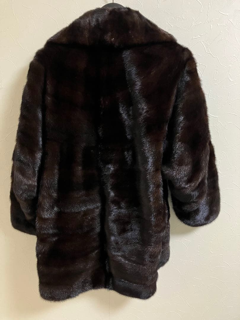 高級 ミンク 毛皮 コート ポンチョ ジャケット ダークブラウン サイズ 13