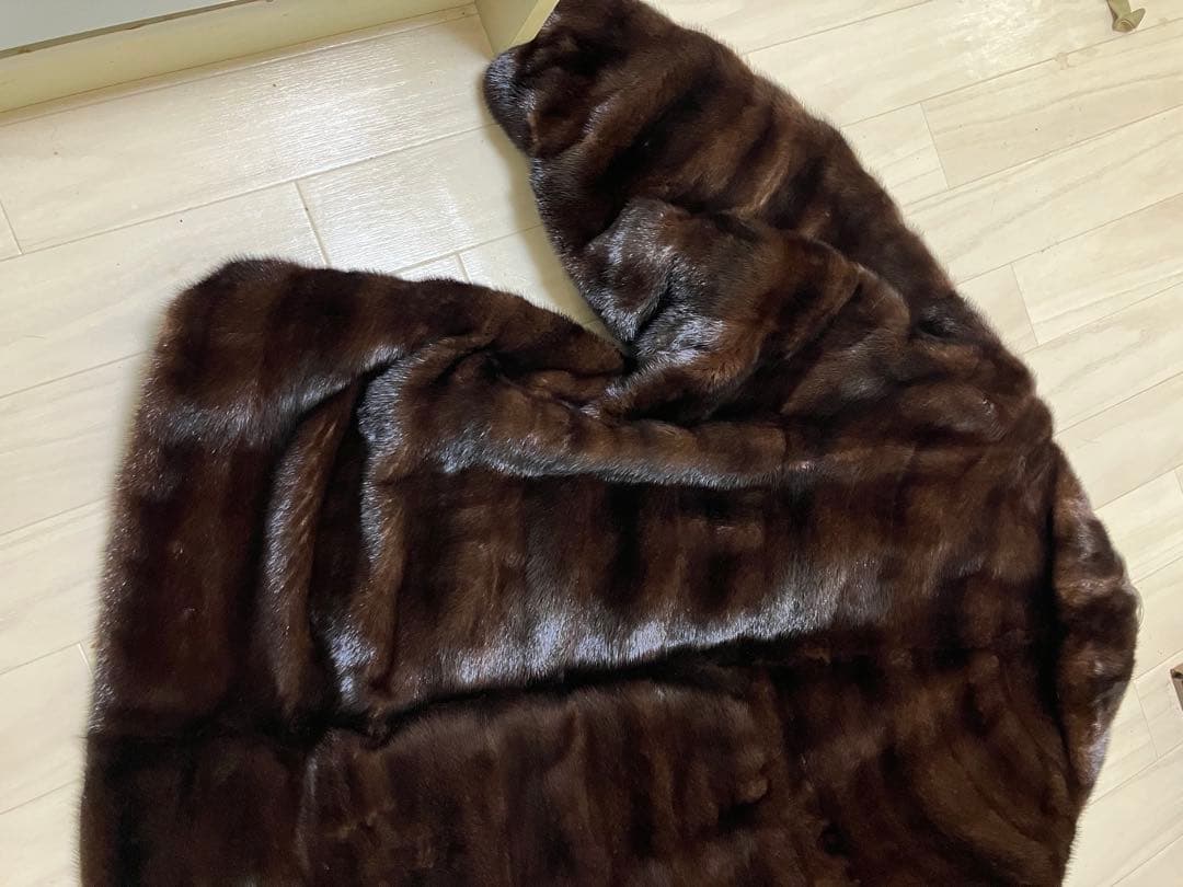 高級 ミンク 毛皮 コート ポンチョ ジャケット ダークブラウン サイズ 13