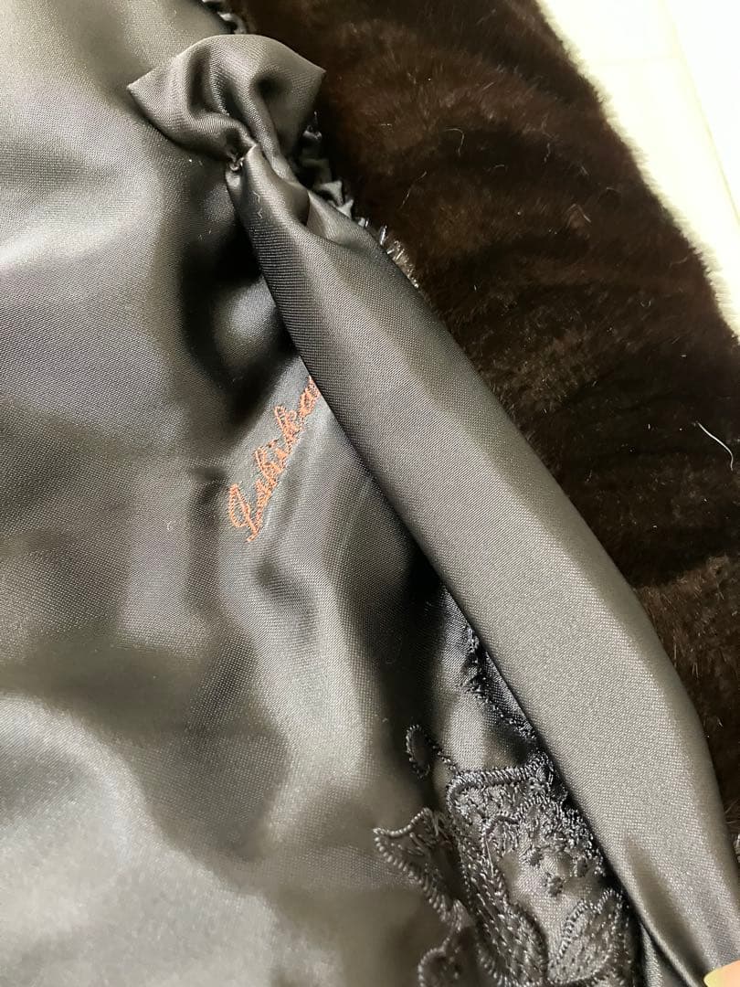 高級 ミンク 毛皮 コート ポンチョ ジャケット ダークブラウン サイズ 13