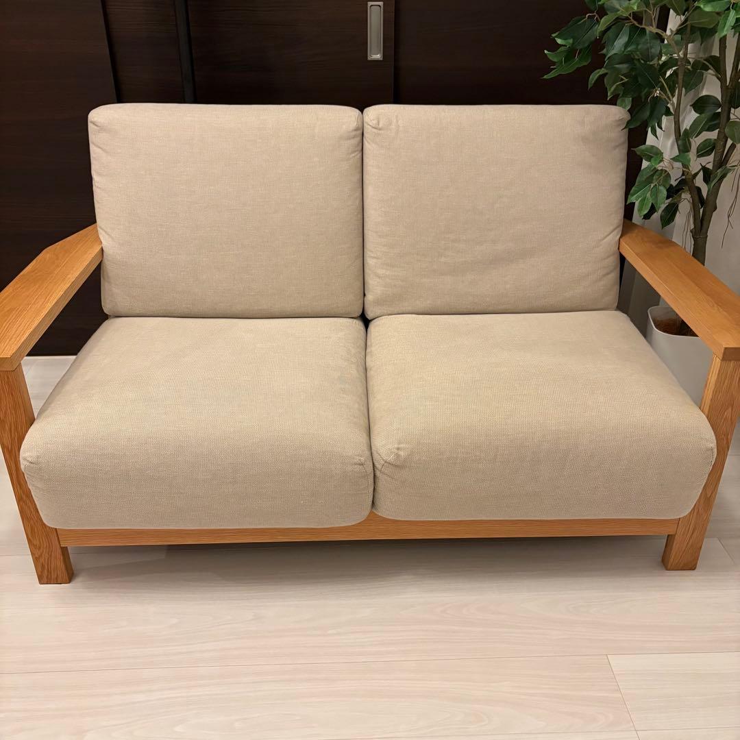 無印良品 ソファ ウレタンポケットコイル 2シーター 綿麻バスケット織カバー