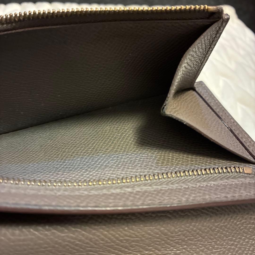 HERMES グレー レザー 長財布　ベアン　スフレ　エルメス