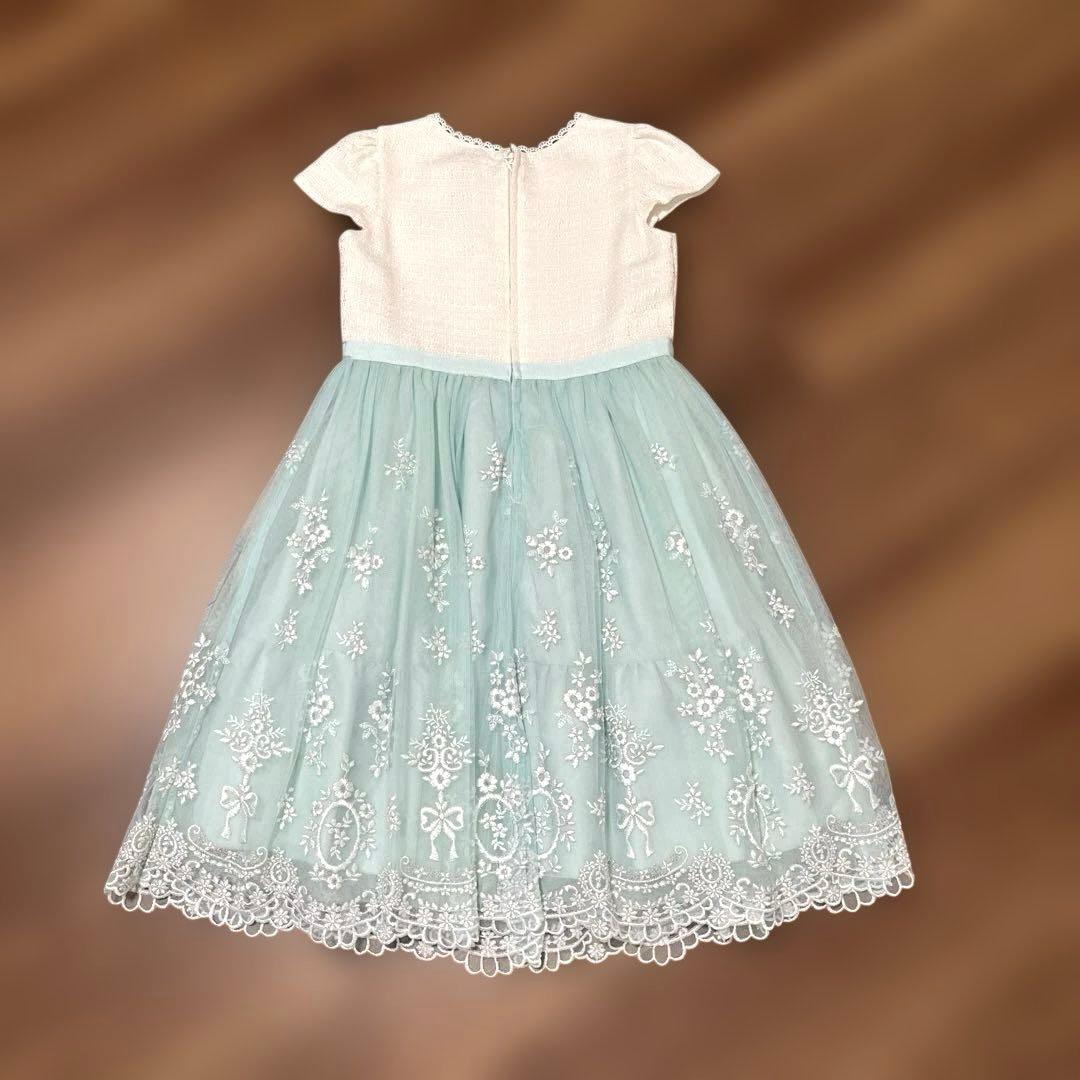 メゾピアノ　エメラルドグリーン レース装飾 ドレス 130cm 発表会　入学式