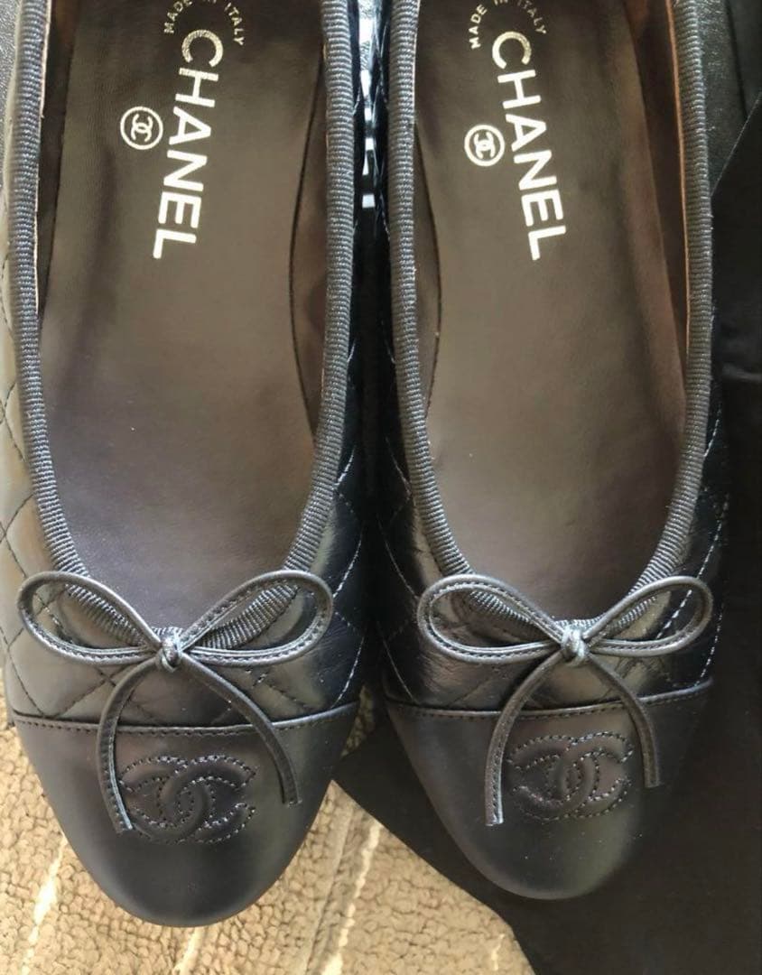 値下げ不可CHANEL バレリーナ 39 エイジドカーフ　美品　キルティング