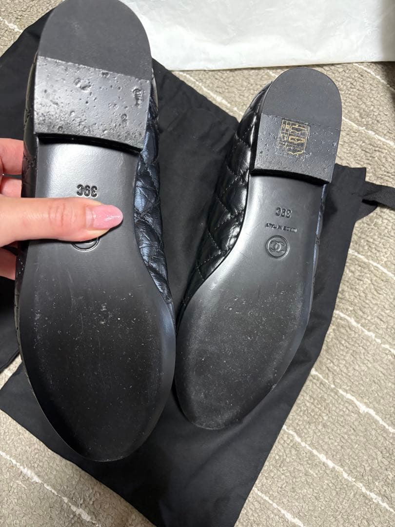 値下げ不可CHANEL バレリーナ 39 エイジドカーフ　美品　キルティング