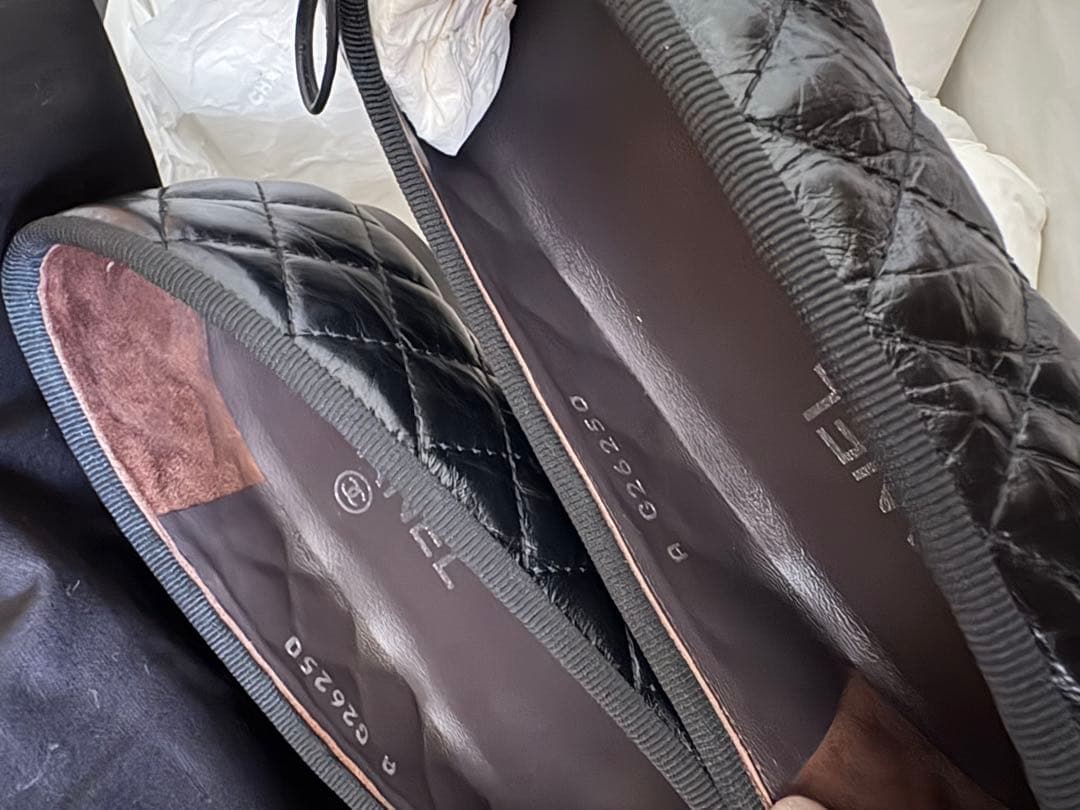 値下げ不可CHANEL バレリーナ 39 エイジドカーフ　美品　キルティング