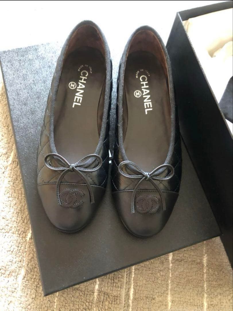 値下げ不可CHANEL バレリーナ 39 エイジドカーフ　美品　キルティング