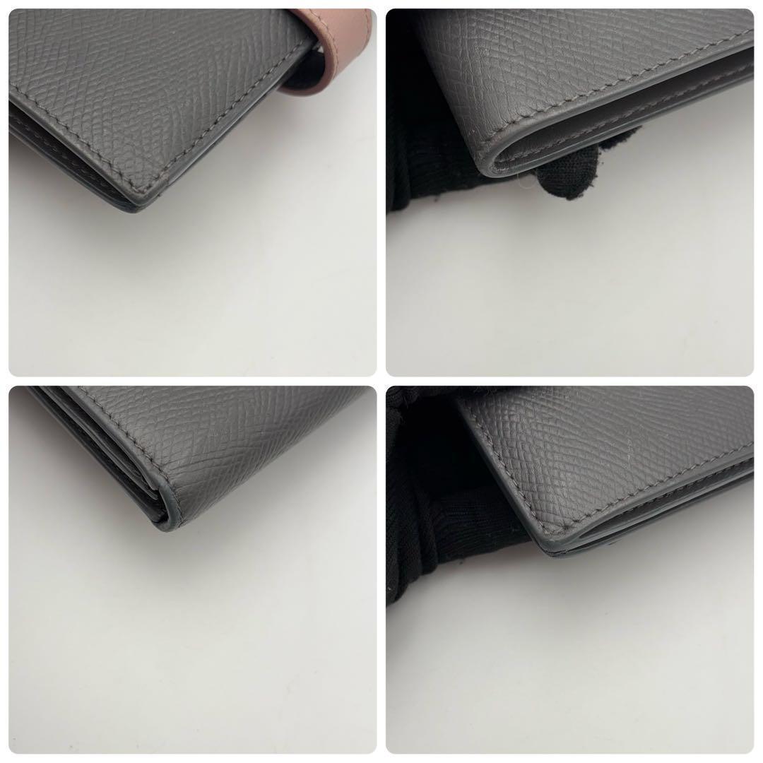 美品　セリーヌ CELINE ミディアム　ストラップウォレット　グレー×ピンク