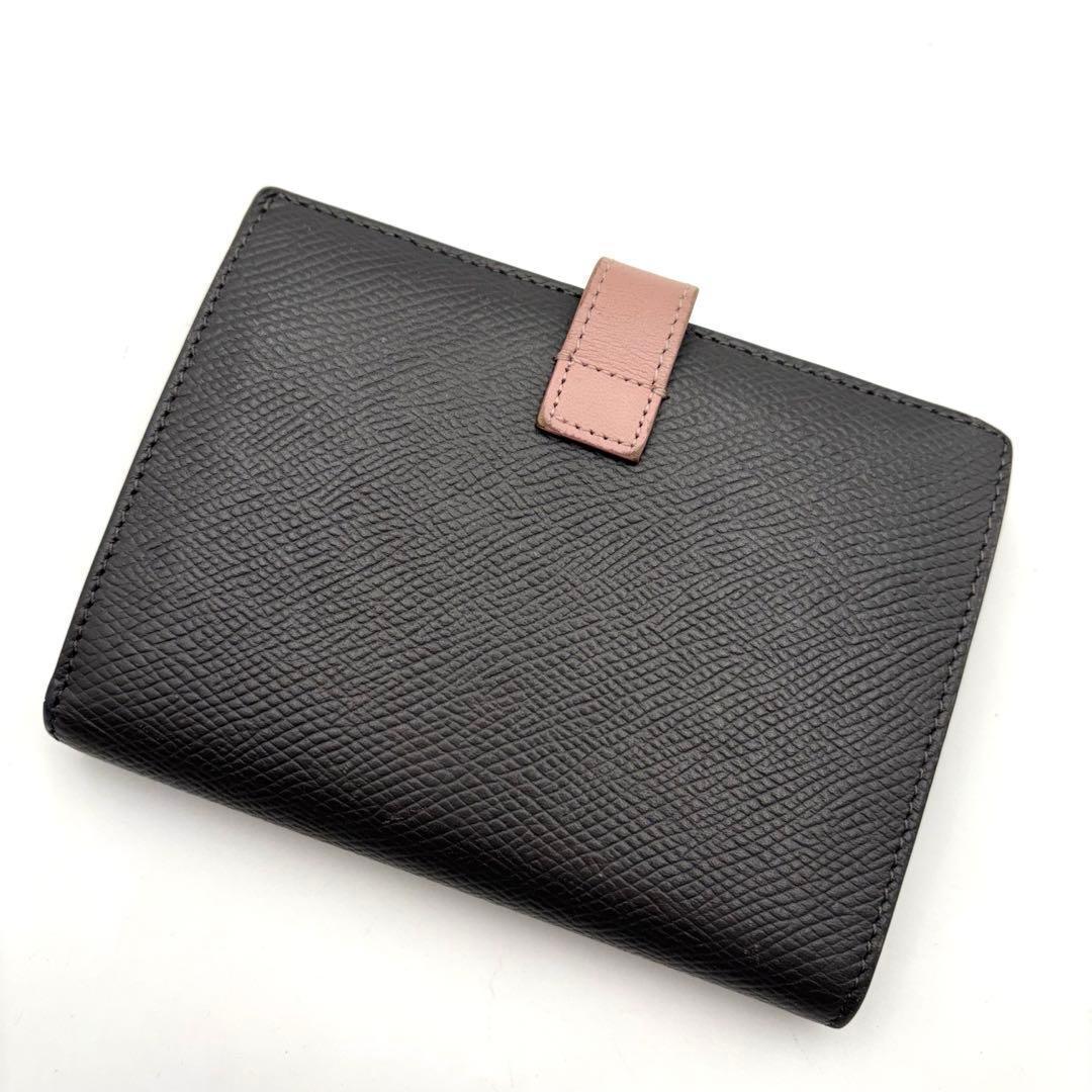 美品　セリーヌ CELINE ミディアム　ストラップウォレット　グレー×ピンク