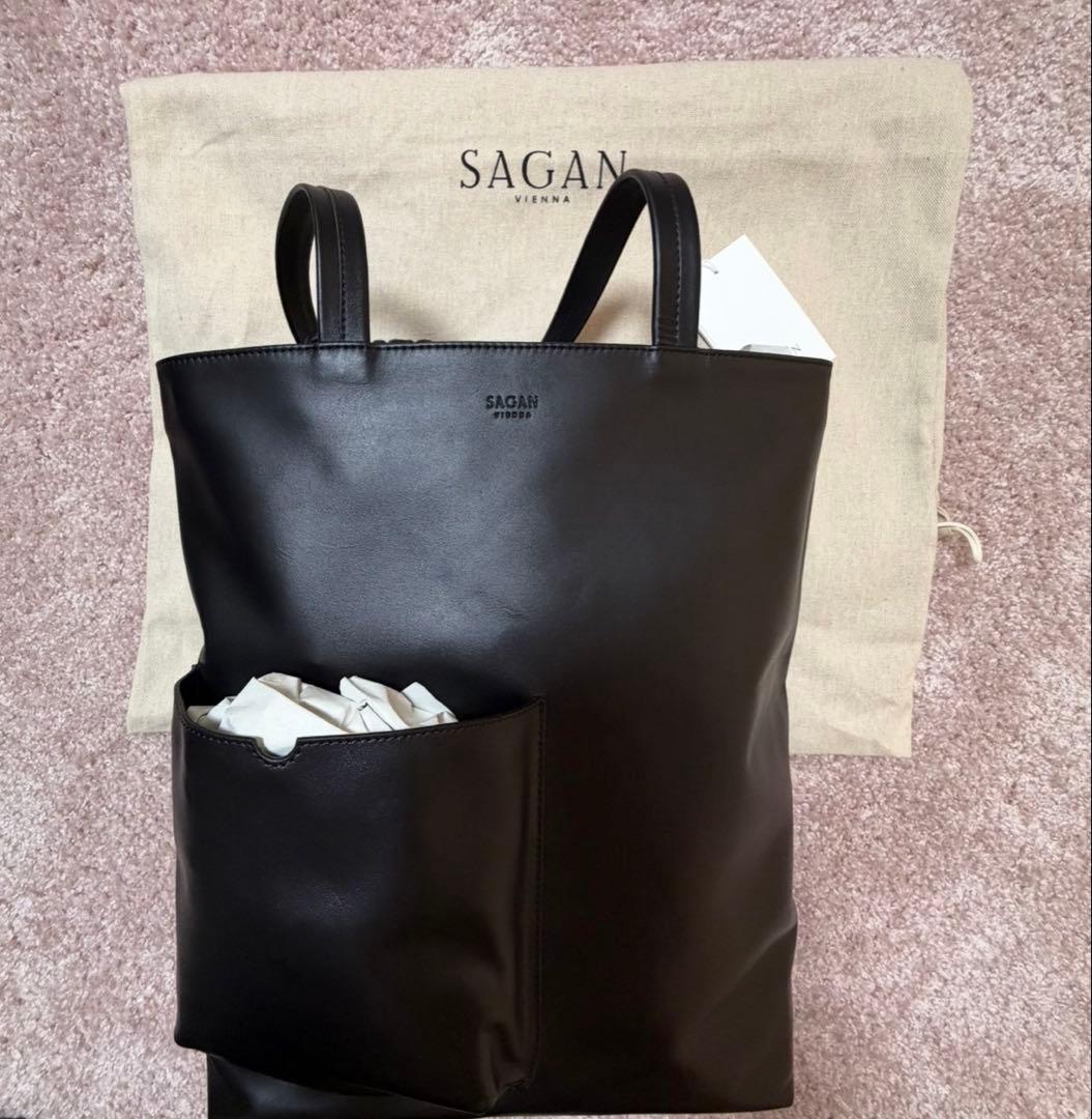M*様 SAGAN ブラックレザートートバッグ