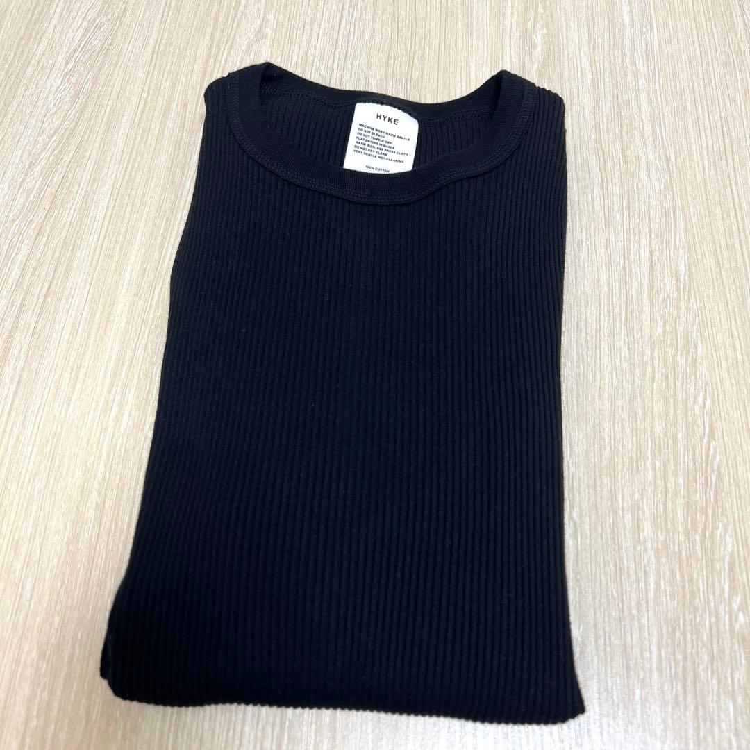 【極美品】HYKE ハイク　リブ ロングスリーブ カットソー　ブラック