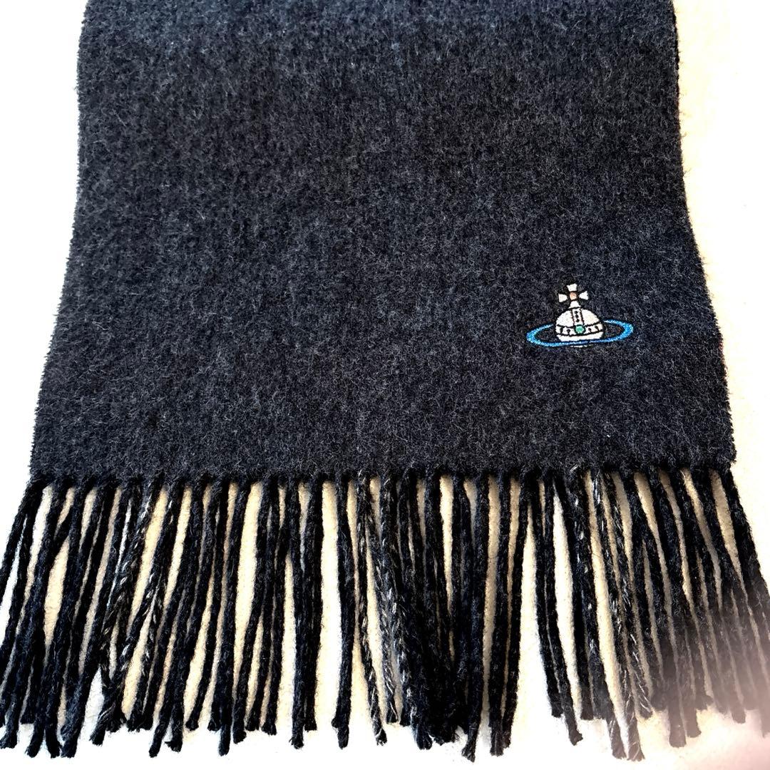 Vivienne Werstwood カシミア マフラー チェック オーブ刺繍付