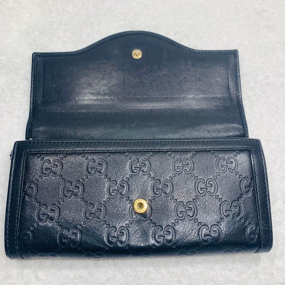 ⭐️GUCCI シマ　インターロッキング　L字ファスナー　ブラック　長財布