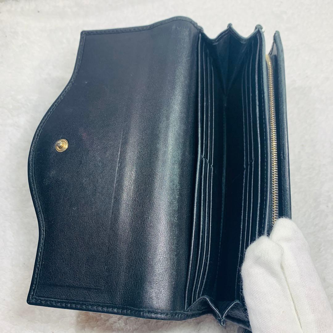⭐️GUCCI シマ　インターロッキング　L字ファスナー　ブラック　長財布