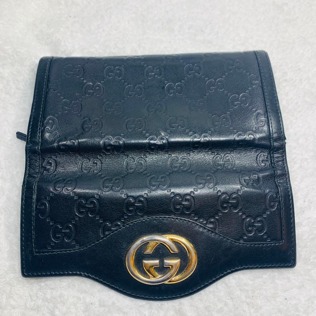 ⭐️GUCCI シマ　インターロッキング　L字ファスナー　ブラック　長財布
