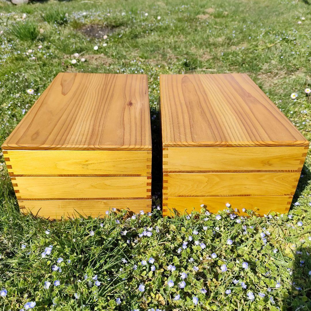餅箱 ばんじゅう 木箱 3段×2個セット 古道具 昭和レトロ 3箱もろぶた