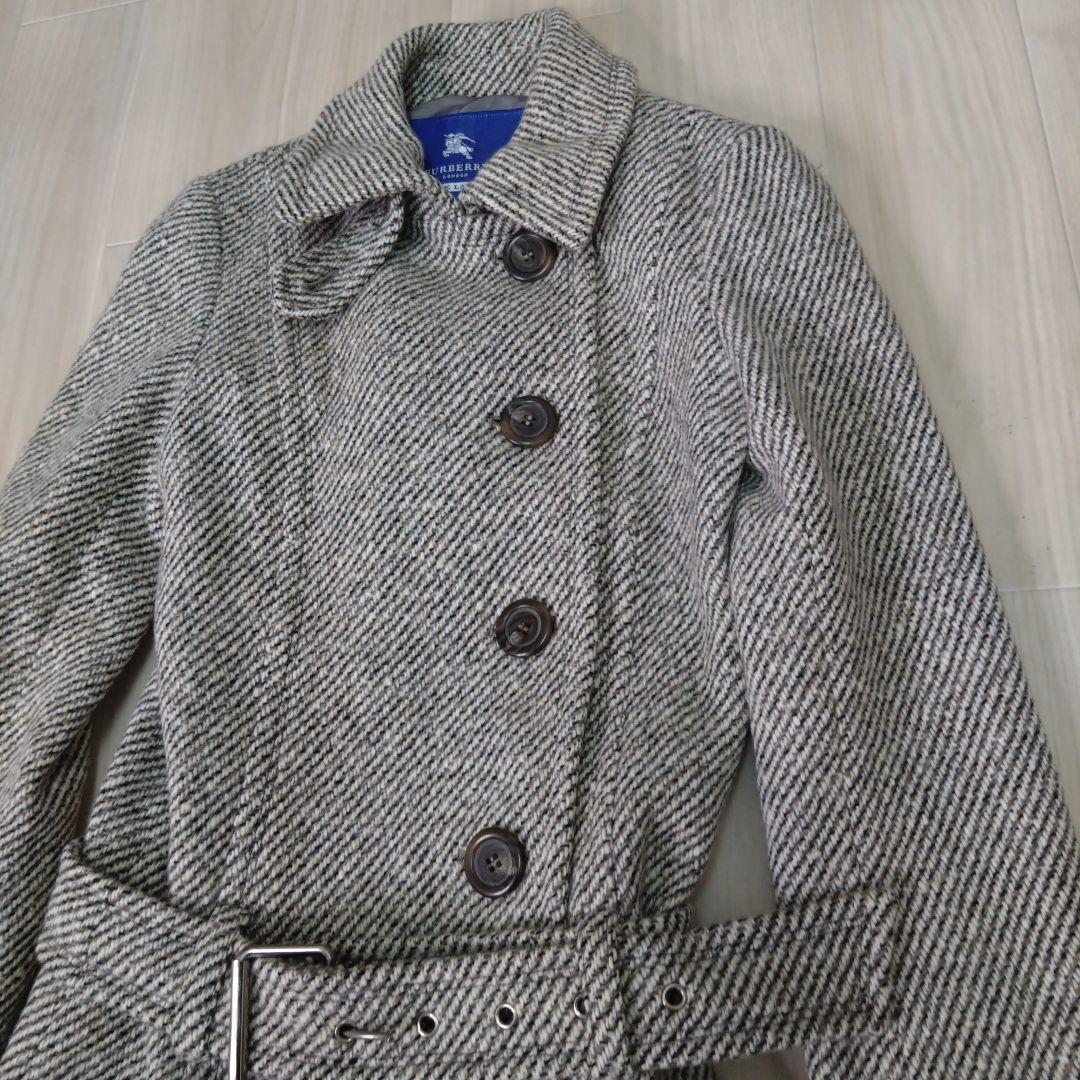 美品　バーバリーブルーレーベル　アンゴラ混　ツイードコート　Sサイズ　レディース