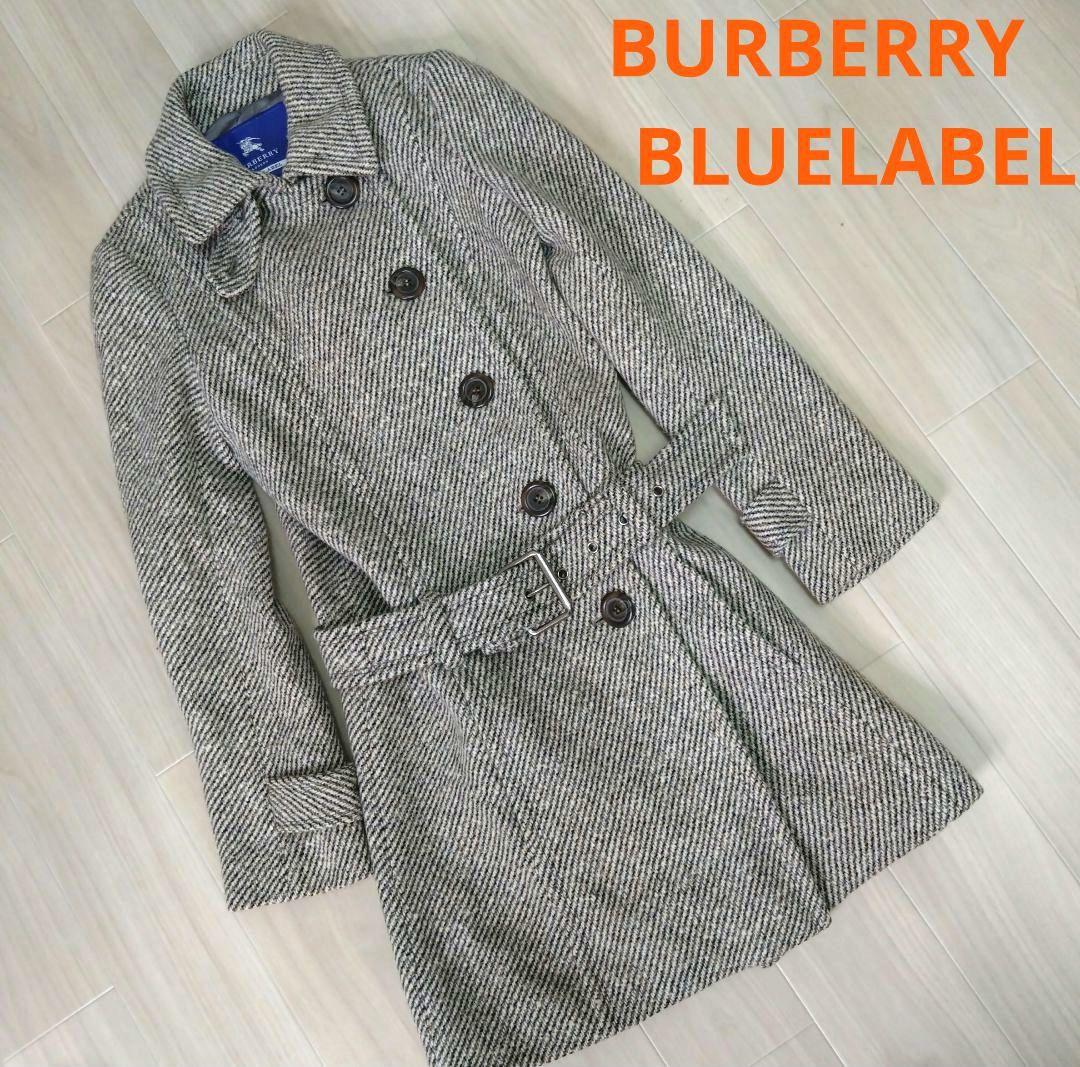 美品　バーバリーブルーレーベル　アンゴラ混　ツイードコート　Sサイズ　レディース