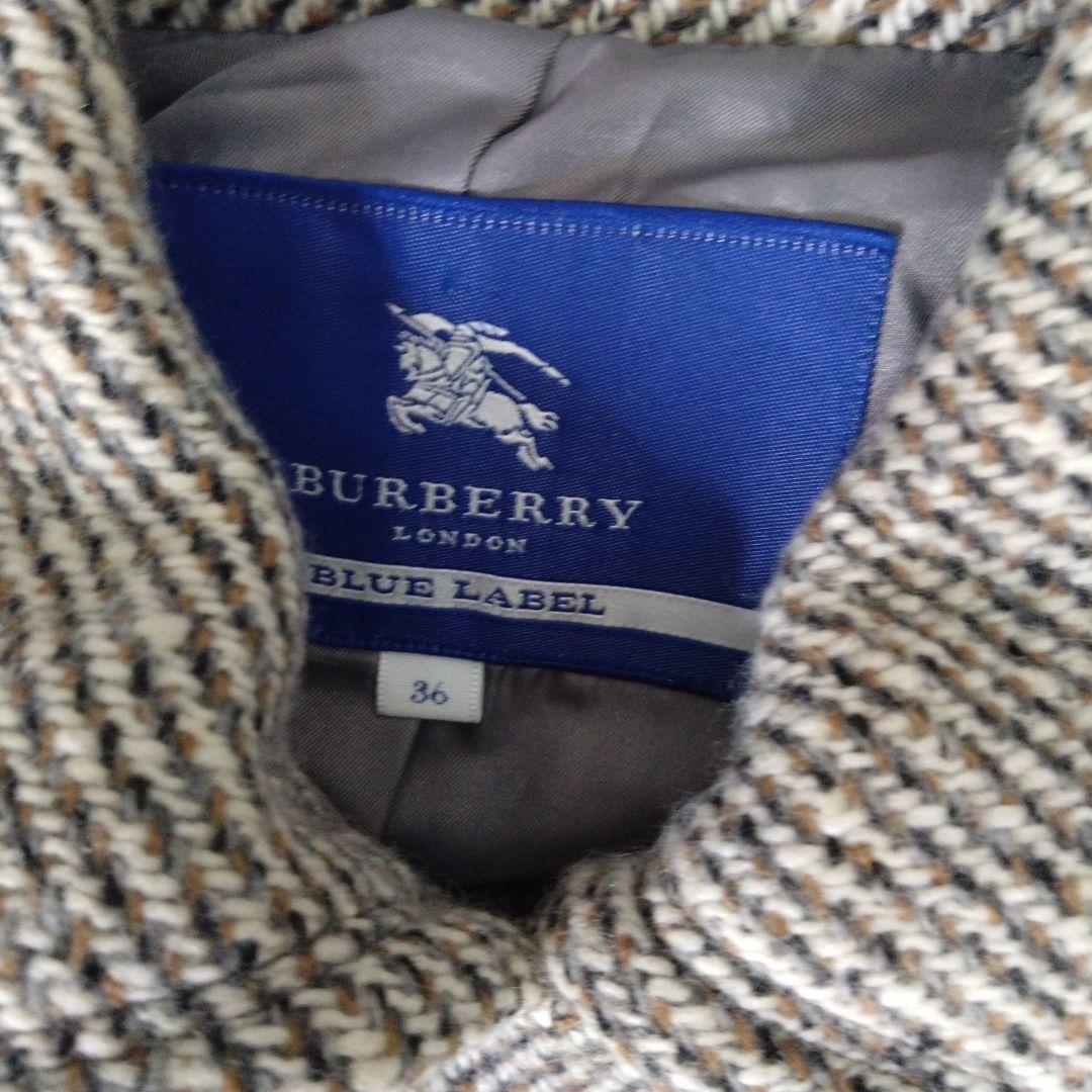 美品　バーバリーブルーレーベル　アンゴラ混　ツイードコート　Sサイズ　レディース