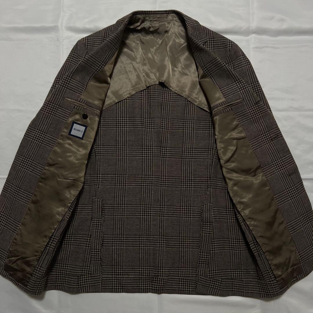 極美品✨️BEAMS F ビームスエフ ジャケット シルク混 ブラウン チェック