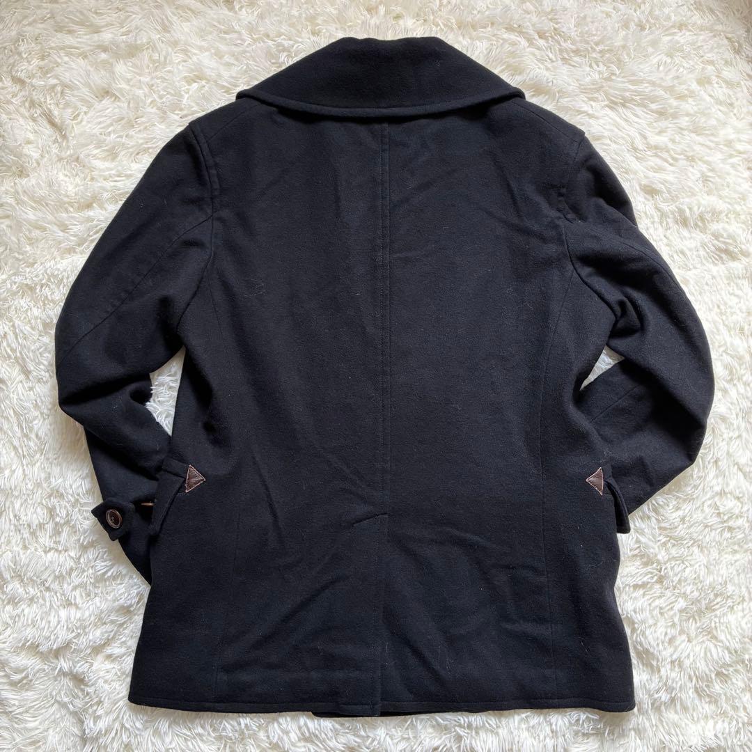 VAN jac ピーコート ウール チェック裏地 天然革 Lサイズ